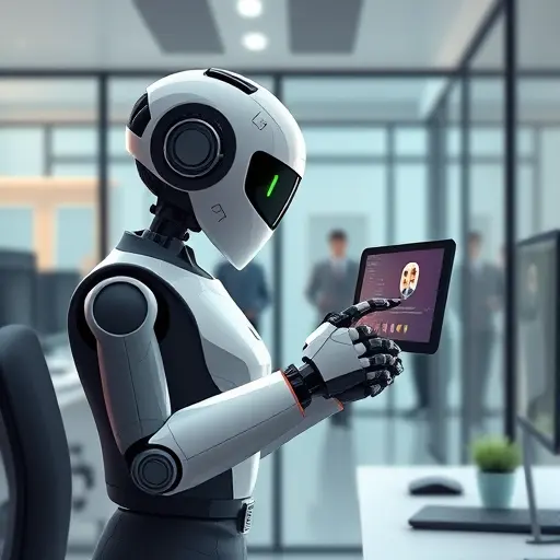 animated AI robot editing and rendering high-