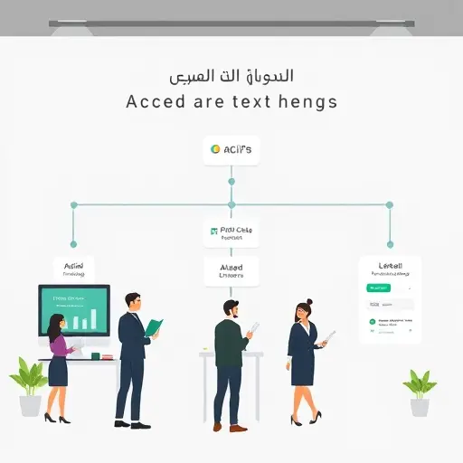 simple cartoon flowchart of API authentication and access levels, showing user roles, API key issuance, allowed endpoints, Iranian-inspired UI elements, green accent, no text