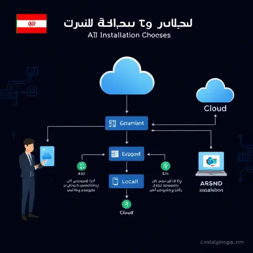 animated step-by-step flowchart for AI installation choices (cloud vs local)