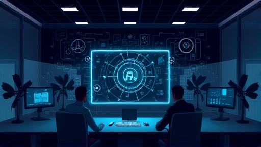 animated illustration showing a futuristic web browser accessing hidden layers of the internet, deep web and AI symbols, technology concept, text-