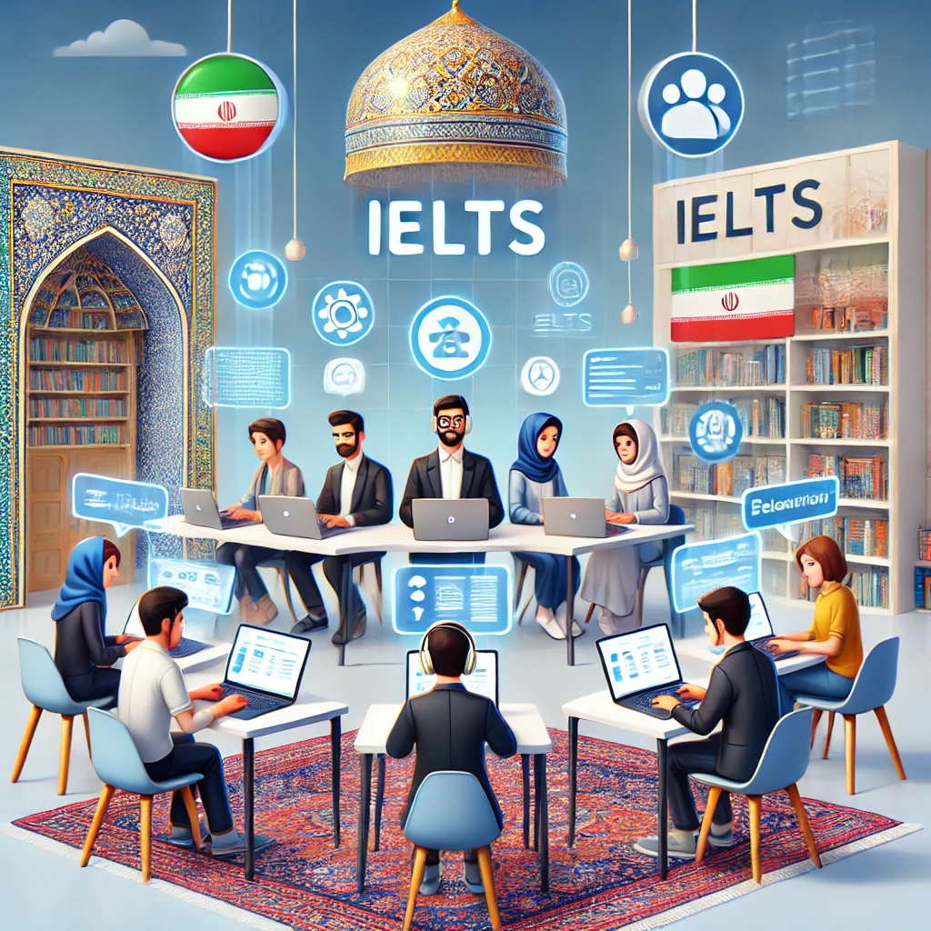 animated group of Iranian students using AI-
