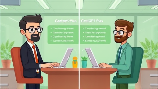 side-by-side comparison cartoon style of exclusive ChatGPT Plus account vs.