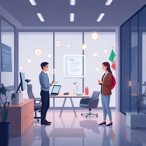abstract illustration showing a software app easily connecting to a local Iranian AI API without VPN, animated flow lines, glowing connection points, GapGPT logo theme, text-free
