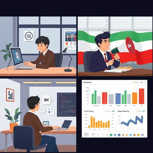 split-screen illustration: