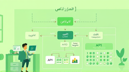 modern API architecture diagram for data clustering, cartoon-