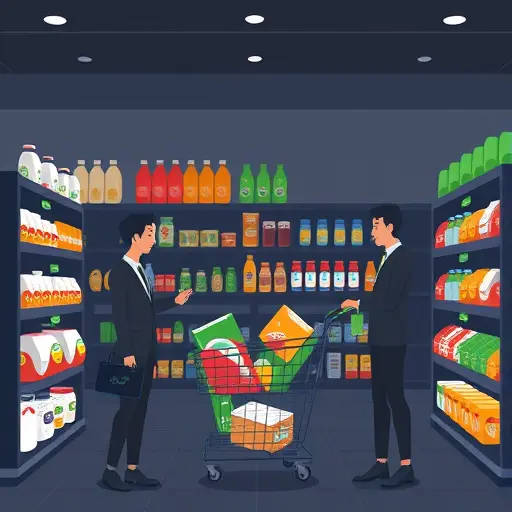 clean illustration of categorized shopping items with shelf-