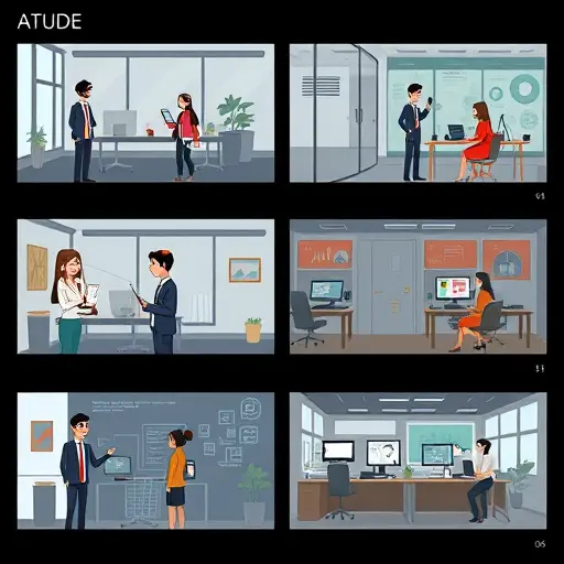 animated storyboard cards showing diverse character icons and non-