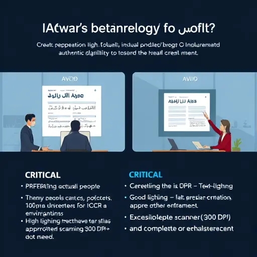 animated illustration of best practices for OCR input quality, showing a flat-aligned document, good lighting, high-resolution scanning (300 DPI+)