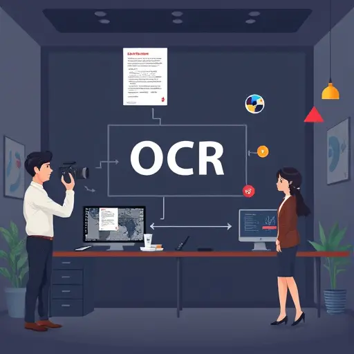 cartoon-style illustration of OCR process: