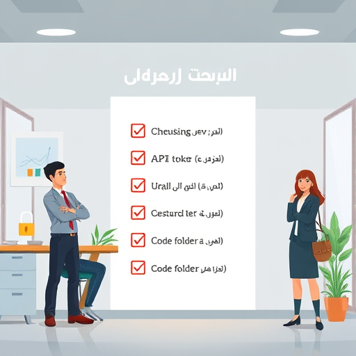 cartoon-style checklist for API token security, showing .