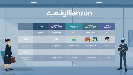 comparison chart of chatbot features, cartoon icons such as speech, text, image generation, user-friendly interface, no text