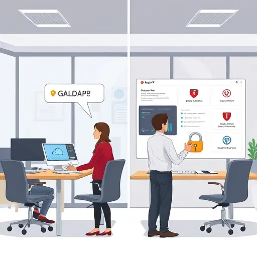 side-by-side animated illustration: one side shows international API access with VPN warning signs, leaking data, and the other side GapGPT’—text-free, high-tech style