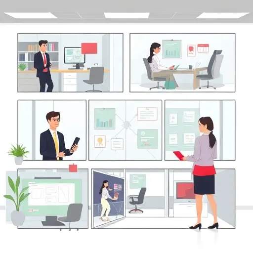 animated storyboard cards forming a three-