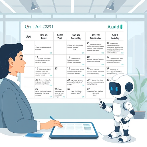 illustration of daily calendar pages with AI-