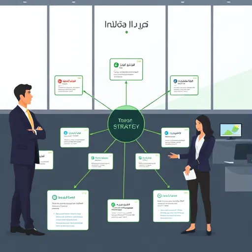 flat illustration of internal linking strategy map connecting related articles, AI assistant suggesting anchor texts, dark theme with green accents, minimalistic, no text