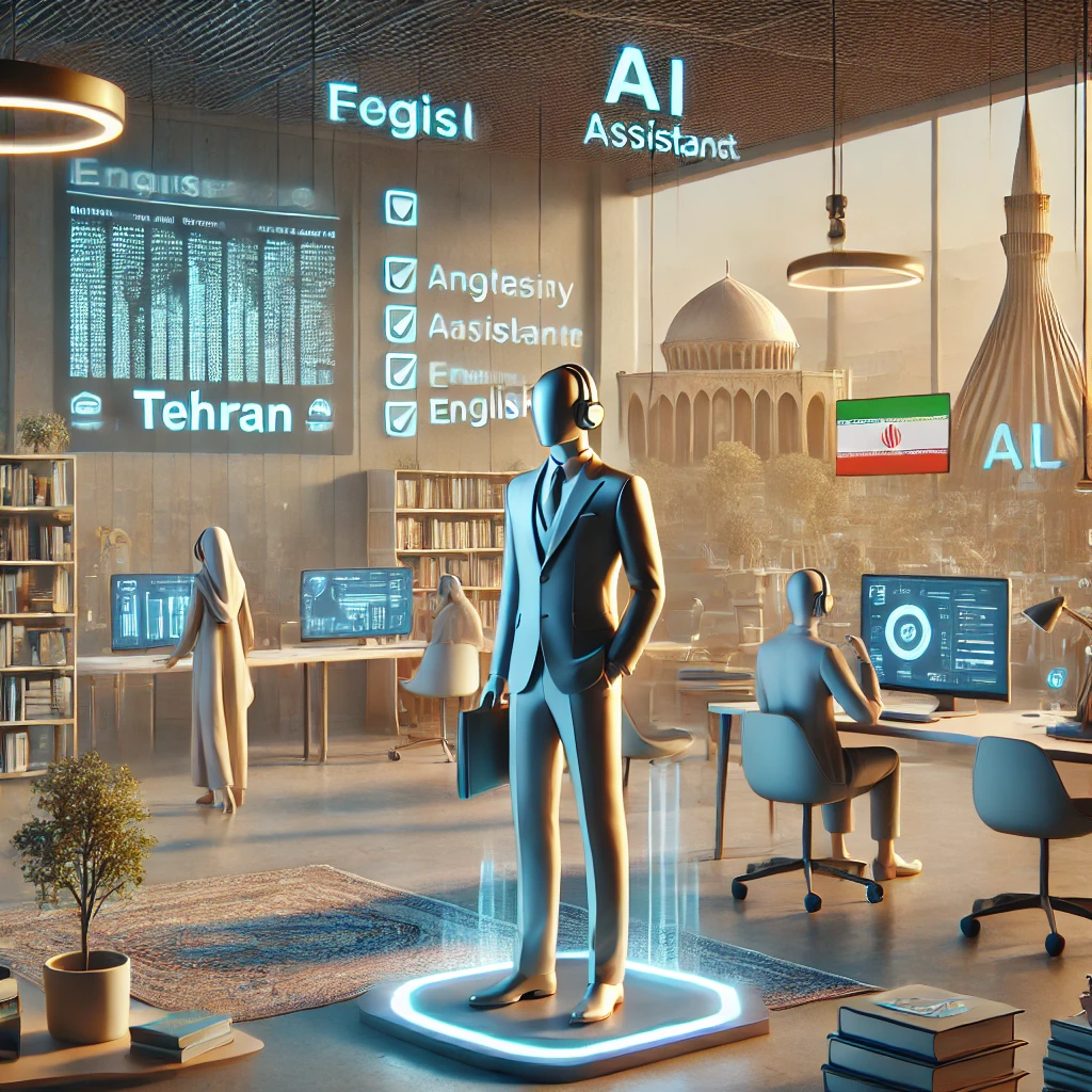 animated checklist and AI assistant, showing English vocabulary cards and TOEFL practice questions, digital progress chart, technology themed, no text
