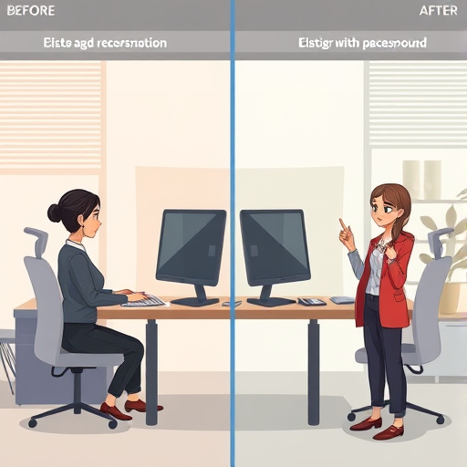 cartoon-style illustration showing before and after AI-based editing of a photo (adding colors, removing background, improving resolution)