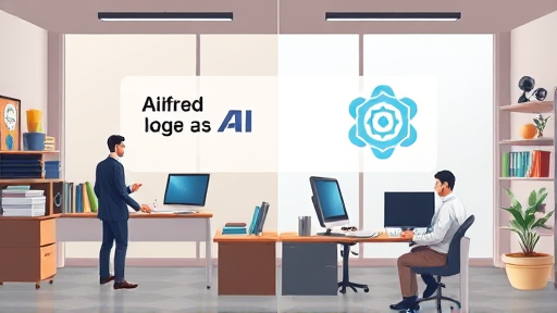 animated comparison of traditional logo design vs AI-based logo creation, split-