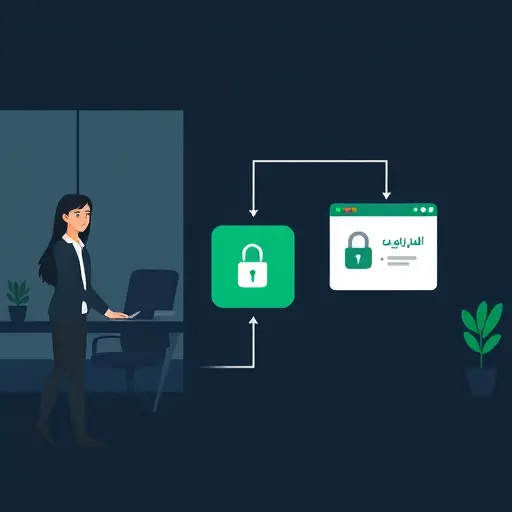 animated illustration showing a secure download flow:;