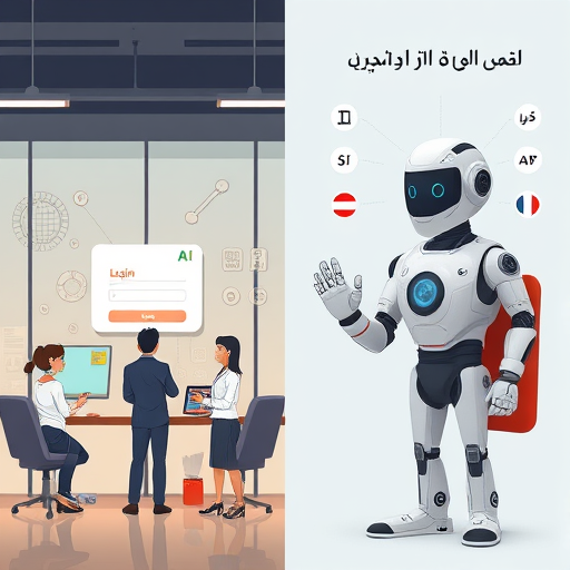 split animation: on left, complicated global AI login with VPN icons;