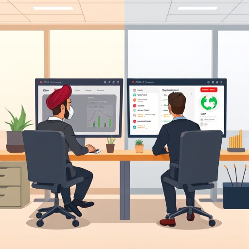 animated split-screen comparison between two API dashboards, one showing an English-