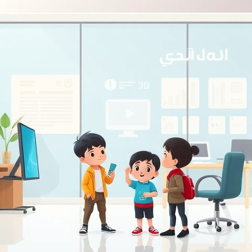 's animated icons exploring technology, bright soft lighting, cartoon style, text-free