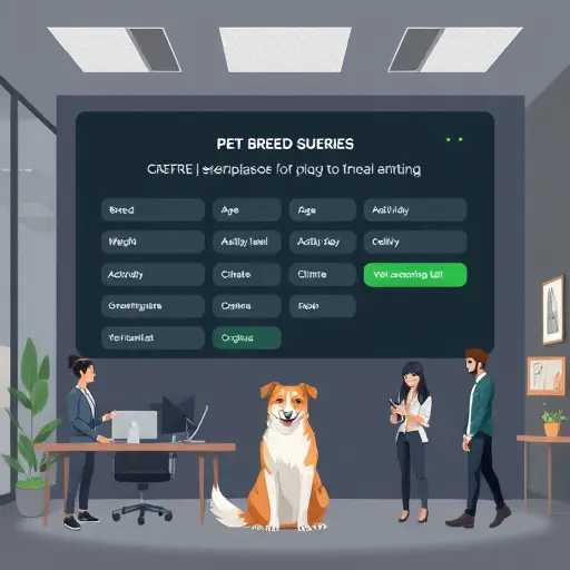 clean prompt template illustration for pet breed-specific queries, with fields: breed, age, weight, activity level, climate, neuter status, and outputs: grams/;