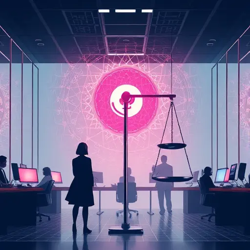 abstract illustration of AI hallucination and bias, warning signs, skewed scales, neural network patterns highlighting uncertainty, cinematic tech art, text-free