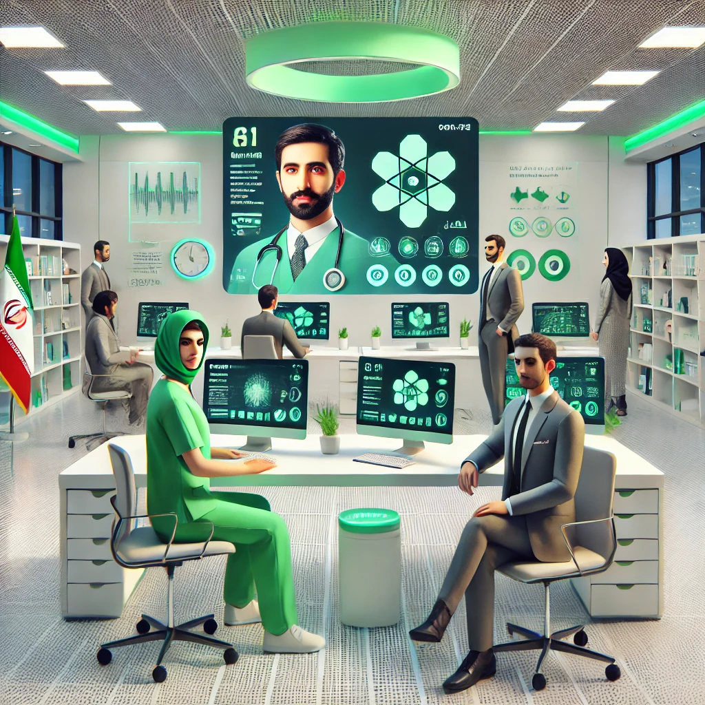 's AI-powered lab report analysis, vibrant green touches, text-free