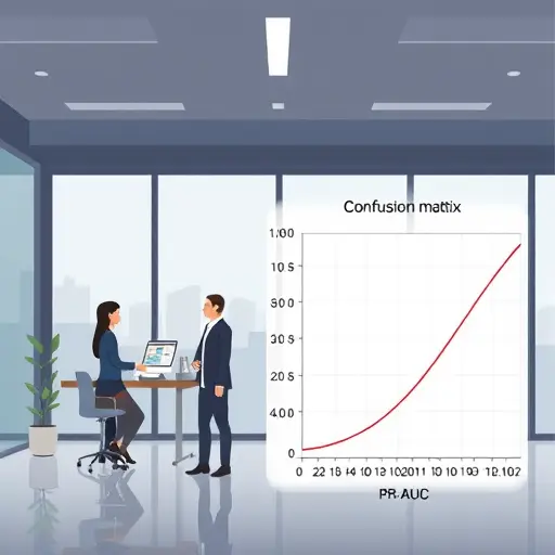 clean illustration comparing ROC-AUC vs PR-AUC for imbalanced medical datasets, confusion matrix and calibration curve side-by-