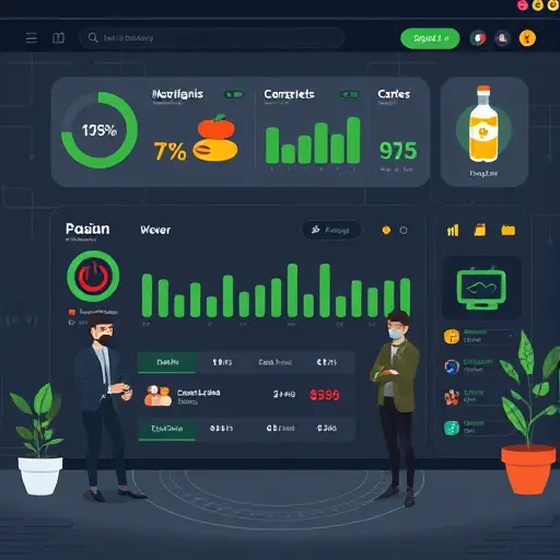 clean AI meal planner dashboard for intermittent fasting: icons for protein, complex carbs, healthy fats, zero-calorie drinks; dark theme with green accents;; modern illustration; no text