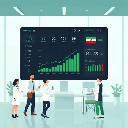 abstract animated dashboard showing normal ranges, units conversion, and H/L flags for medical tests, minimalist icons, dark UI with green accents, text-