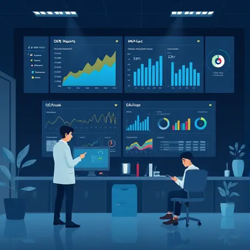 illustration of AI analyzing medical lab reports, charts for CBC and HbA1
