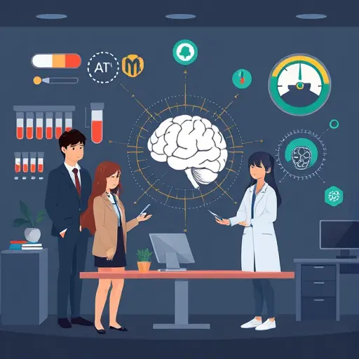 cartoon style medical icons and AI analysis: