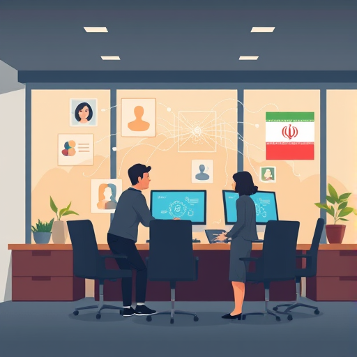 cartoon illustration showing artificial intelligence creating images, abstract AI, neural network visual concept, no text