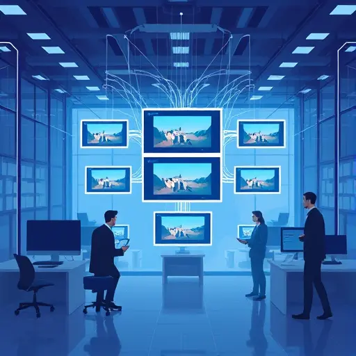 abstract illustration of a neural network generating video frames;