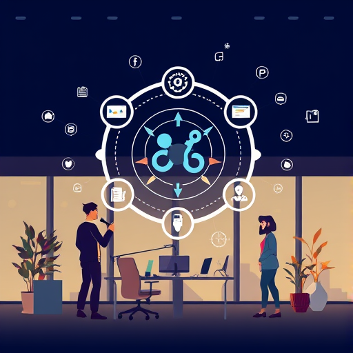 modern AI interface illustration for logo design, animated symbols of artificial intelligence and creativity, clean technology art, text-free
