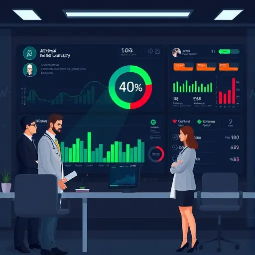 abstract medical dashboard illustration showing AI highlighting abnormal lab values with icons and green/