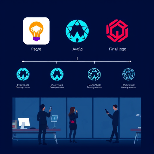 AI-powered logo design process illustration, step-by-
