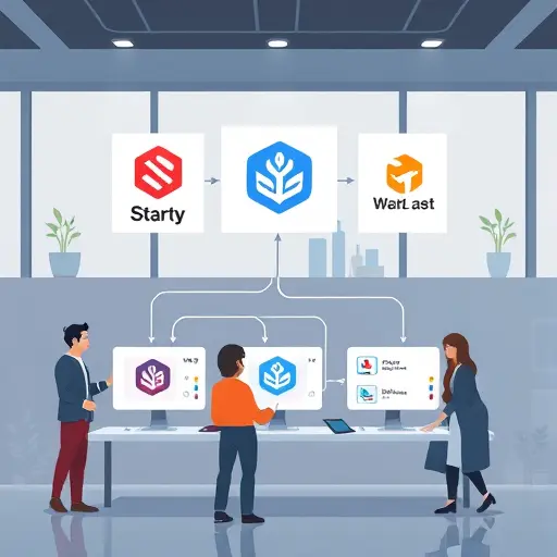 animated illustration of step-by-step logo design process on an AI platform, showing easy user interface, step-by-