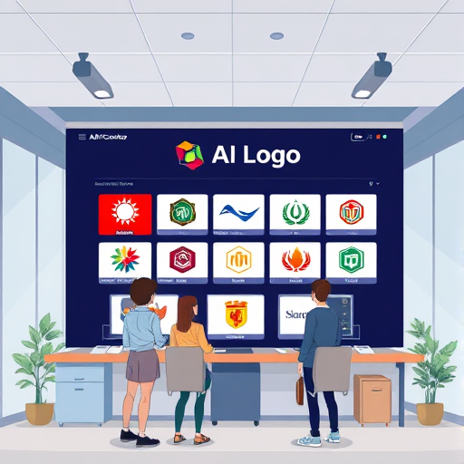 cartoon style illustration of an AI-