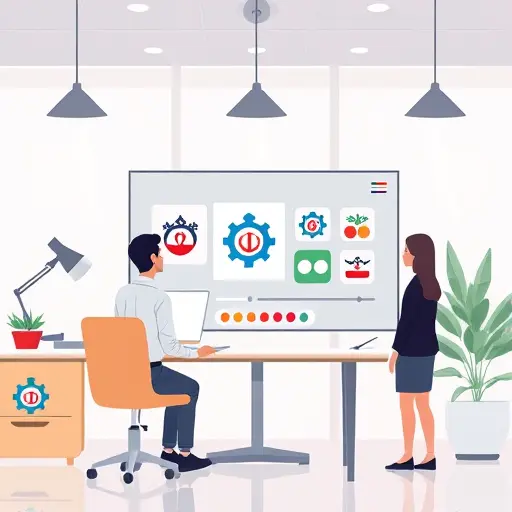 modern illustration showing a user customizing their AI-created logo online using sliders and color pickers, digital branding environment, clean and lively, text-free