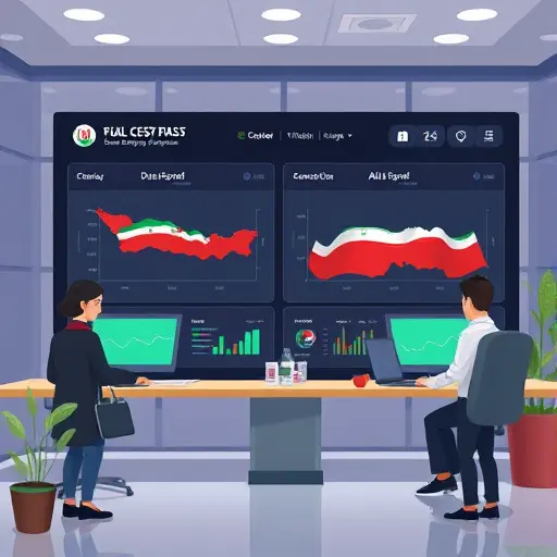 persian-inspired animated dashboard with side-by-side comparison of AI design platforms, friendly Iranian branding, user choosing the local option, text-free