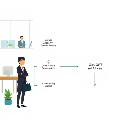 flowchart showing OpenAI API purchase steps with obstacles (credit card, sanction breaker), next to a simple straight path labeled GapGPT signup and API key, cartoon style, no text