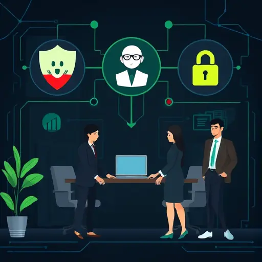 privacy-focused illustration with shield, lock, and anonymized profile icons, dark tech background, green accents, minimalist, text-free