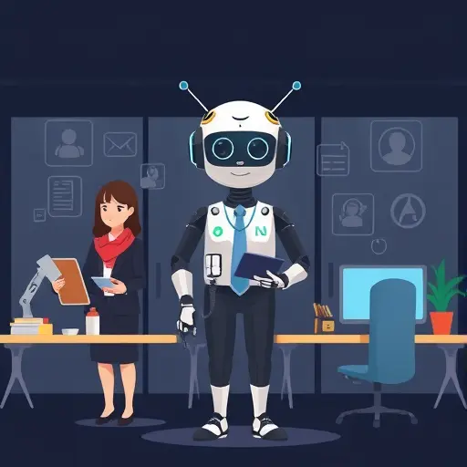 animated illustration of an AI assistant switching roles:;