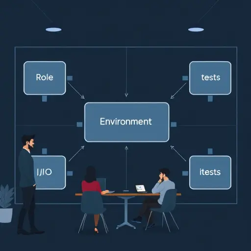 cartoon-style blueprint of a perfect prompt for Python code generation, blocks labeled role, environment, I/
