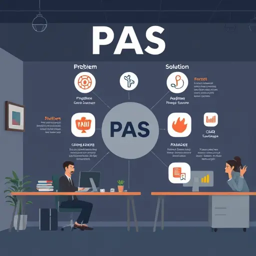 illustrated PAS (Problem-Agitate-Solution) concept for e-