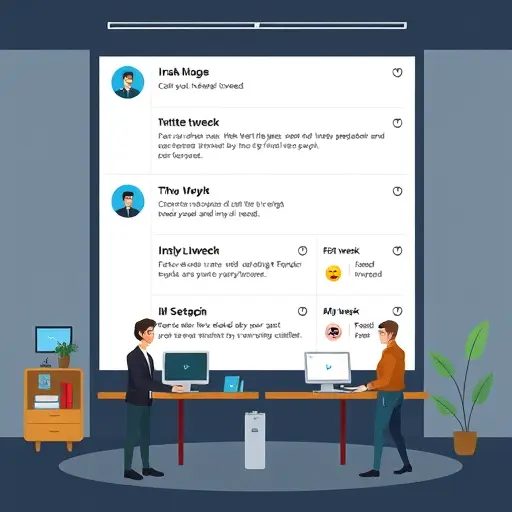 cartoon style thread tweet layout illustration, numbered cards representing a Twitter thread, checklists and emojis, clean minimalist design, dark background, no text
