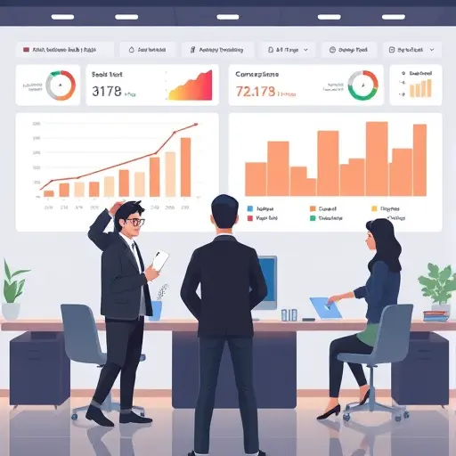 abstract analytics dashboard illustration for social media performance, metrics charts (engagement, CTR), A/